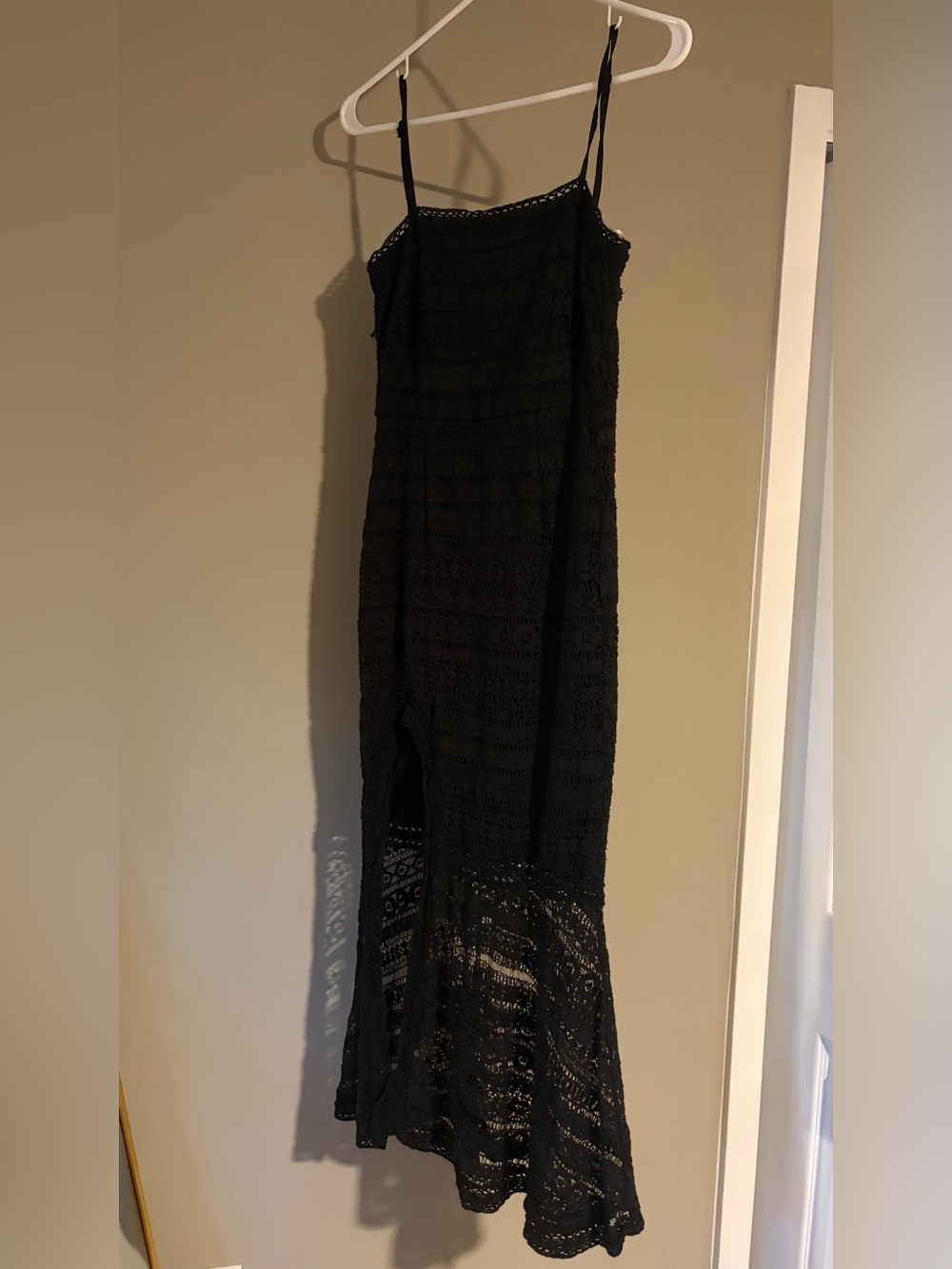 Lulu's Black Crochet Spaghetti Strap Maxi Dress - Picture 1 of 3